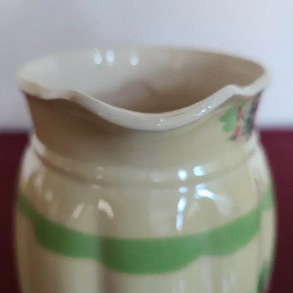 Japanese Lusterware Floral Hand Painted Pitcher Pearly Antique Vintage
